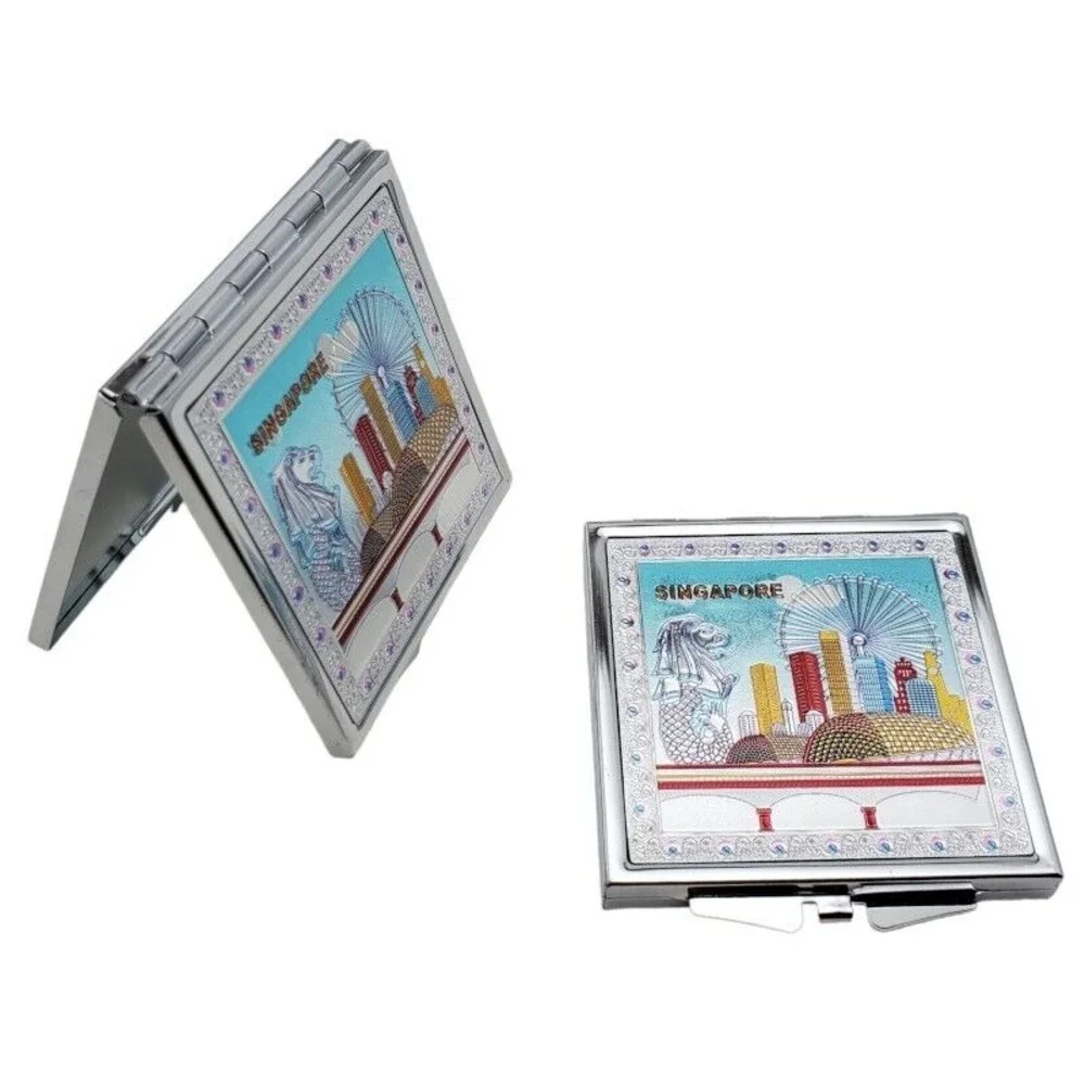 Singapore Vintage Compact Mirror Souvenir Travel Tourist Gift‎ Collectible